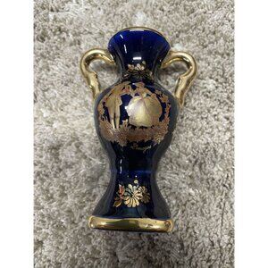 Vintage Limoges Castel Porcelain Vase With Gold Detailing & Double Handles